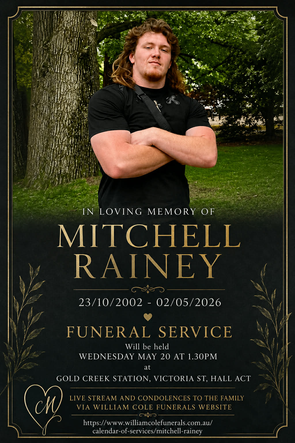 Mitchell Rainey Canberra, Australia Death-Obituary: Funeral Date For Mitchell Rainey Announced